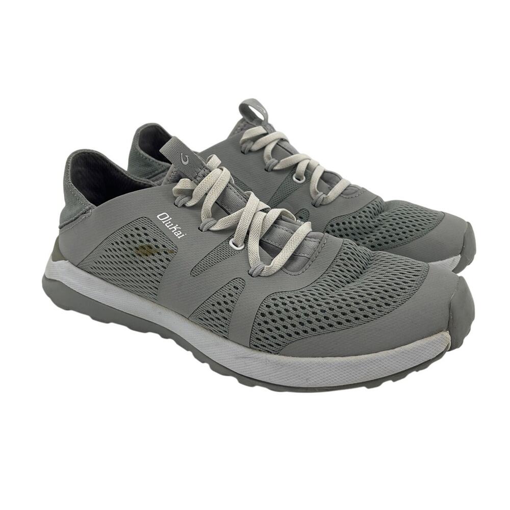OluKai Huia Grey Mesh Slip On Athleisure Sneaker Walking Shoes Women's Size 8
